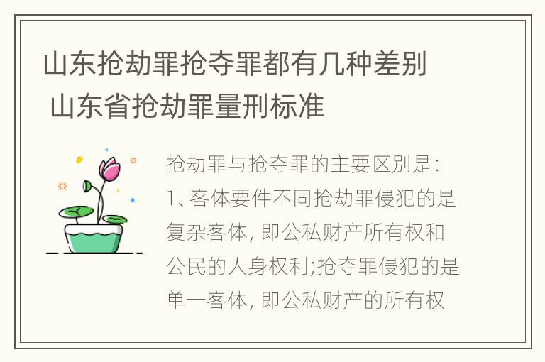 山东抢劫罪抢夺罪都有几种差别 山东省抢劫罪量刑标准