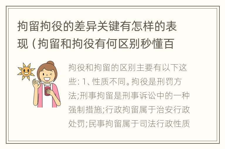 拘留拘役的差异关键有怎样的表现（拘留和拘役有何区别秒懂百科）