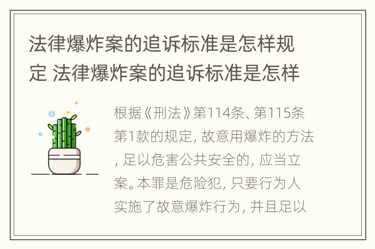 法律爆炸案的追诉标准是怎样规定 法律爆炸案的追诉标准是怎样规定出来的