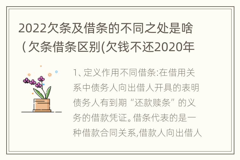 2022欠条及借条的不同之处是啥（欠条借条区别(欠钱不还2020年新规 - 法律之家）