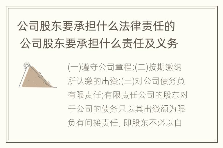 公司股东要承担什么法律责任的 公司股东要承担什么责任及义务