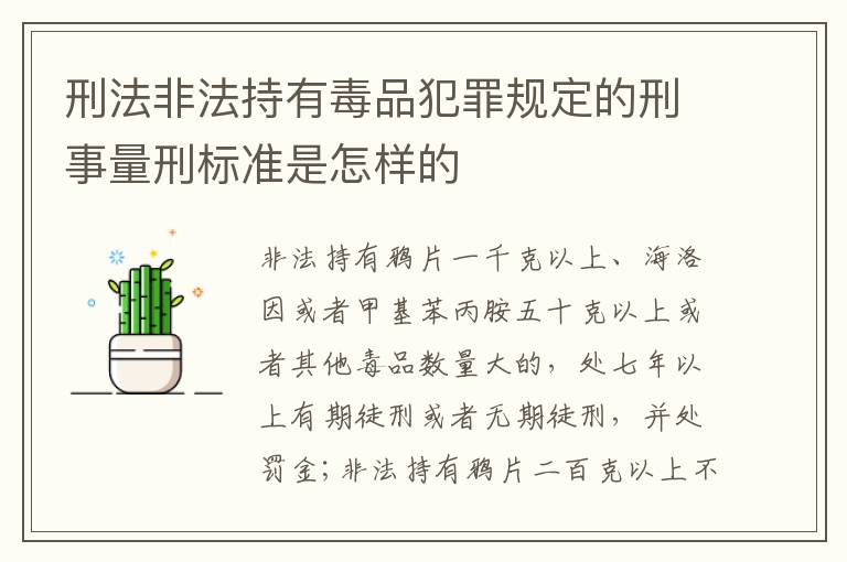 刑法非法持有毒品犯罪规定的刑事量刑标准是怎样的