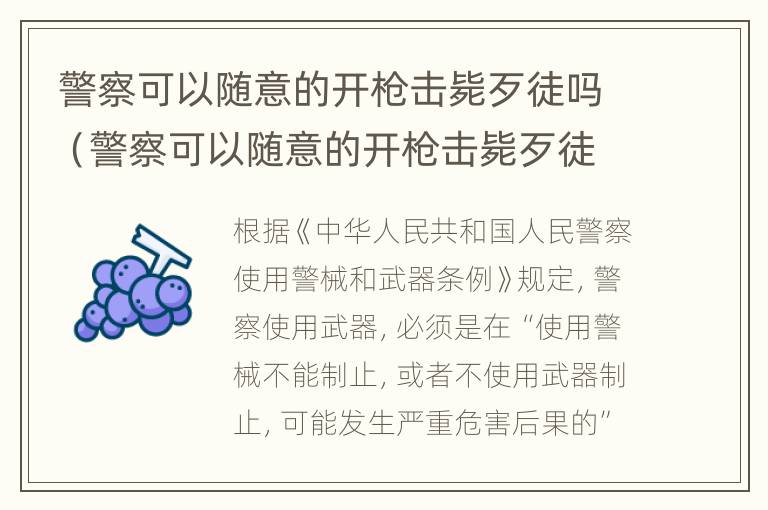 警察可以随意的开枪击毙歹徒吗（警察可以随意的开枪击毙歹徒吗）