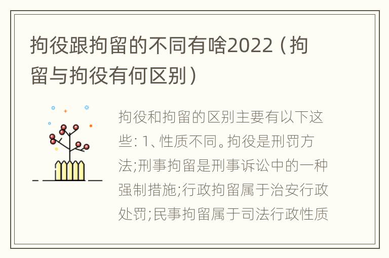 拘役跟拘留的不同有啥2022（拘留与拘役有何区别）