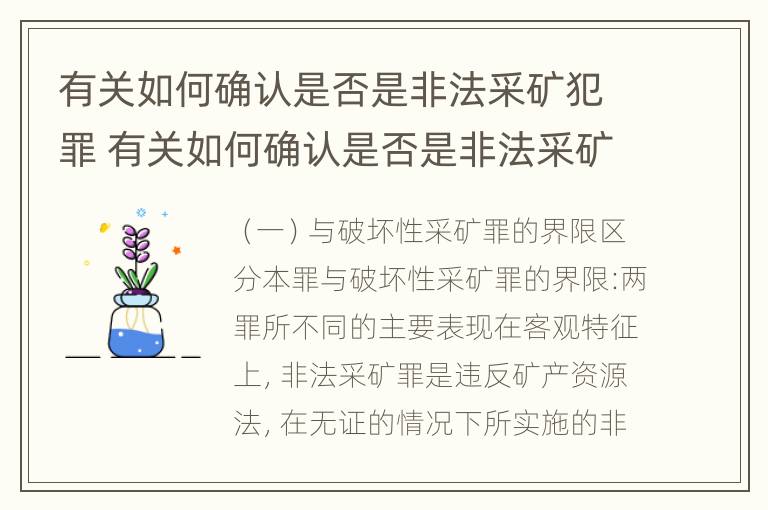 有关如何确认是否是非法采矿犯罪 有关如何确认是否是非法采矿犯罪的案例