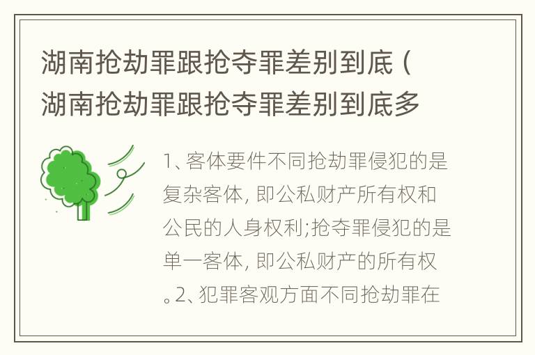 湖南抢劫罪跟抢夺罪差别到底（湖南抢劫罪跟抢夺罪差别到底多大）