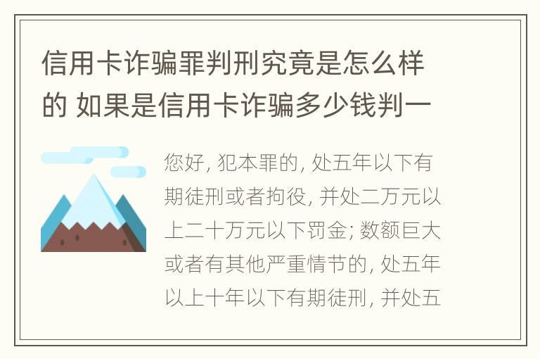 信用卡诈骗罪判刑究竟是怎么样的 如果是信用卡诈骗多少钱判一年