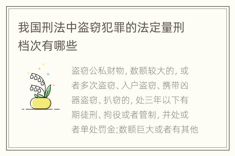 我国刑法中盗窃犯罪的法定量刑档次有哪些