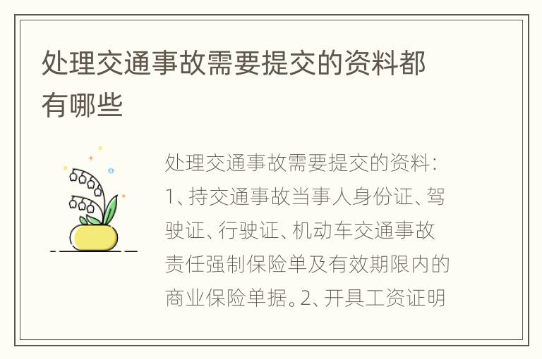 处理交通事故需要提交的资料都有哪些