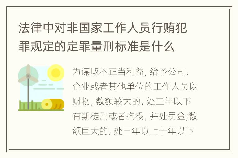 法律中对非国家工作人员行贿犯罪规定的定罪量刑标准是什么