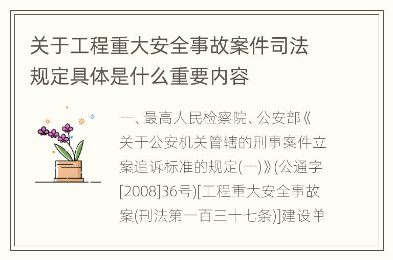 关于工程重大安全事故案件司法规定具体是什么重要内容