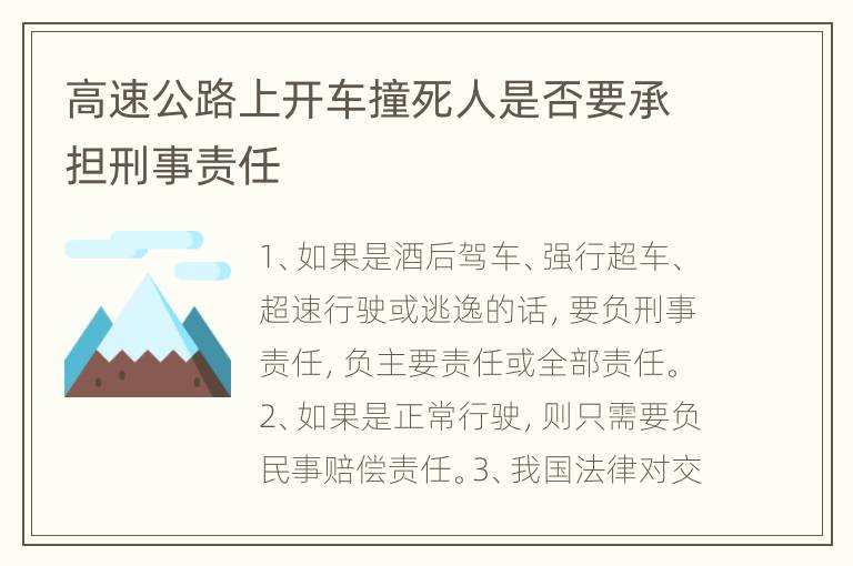 高速公路上开车撞死人是否要承担刑事责任