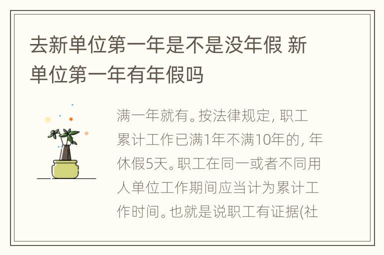 去新单位第一年是不是没年假 新单位第一年有年假吗