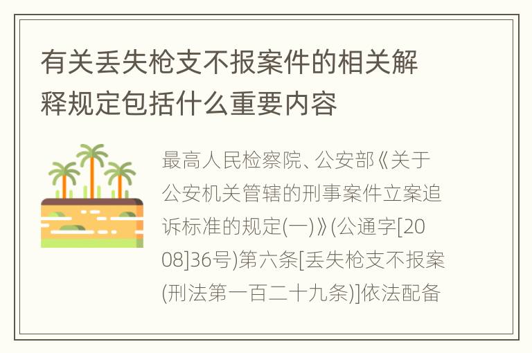 有关丢失枪支不报案件的相关解释规定包括什么重要内容