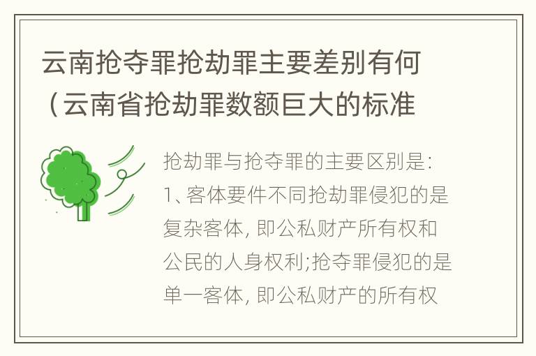 云南抢夺罪抢劫罪主要差别有何（云南省抢劫罪数额巨大的标准）