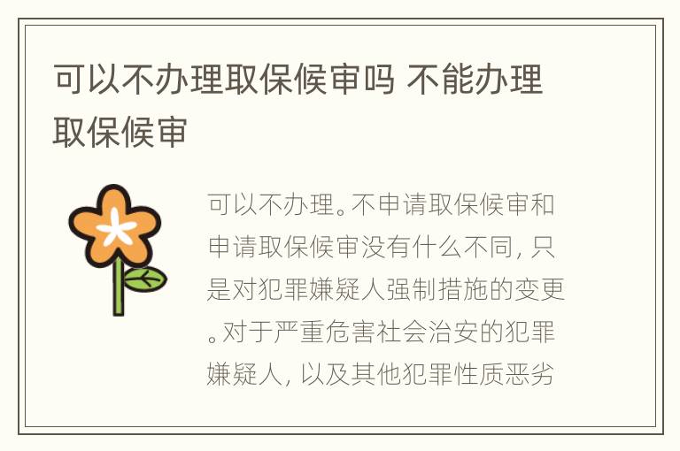 可以不办理取保候审吗 不能办理取保候审