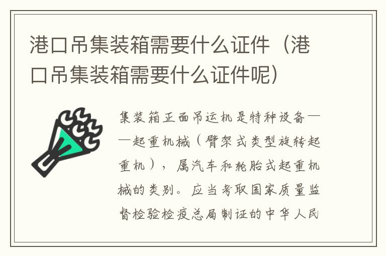 港口吊集装箱需要什么证件（港口吊集装箱需要什么证件呢）