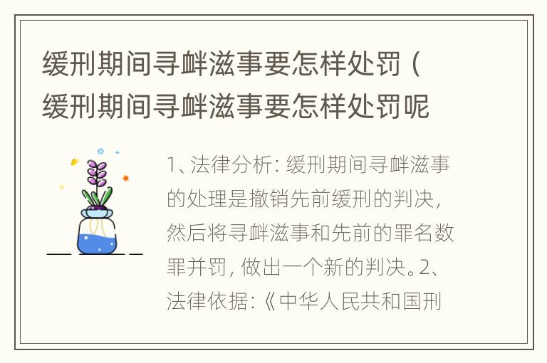 缓刑期间寻衅滋事要怎样处罚（缓刑期间寻衅滋事要怎样处罚呢）