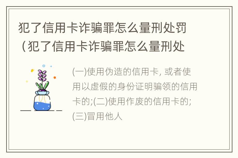 犯了信用卡诈骗罪怎么量刑处罚（犯了信用卡诈骗罪怎么量刑处罚决定书）