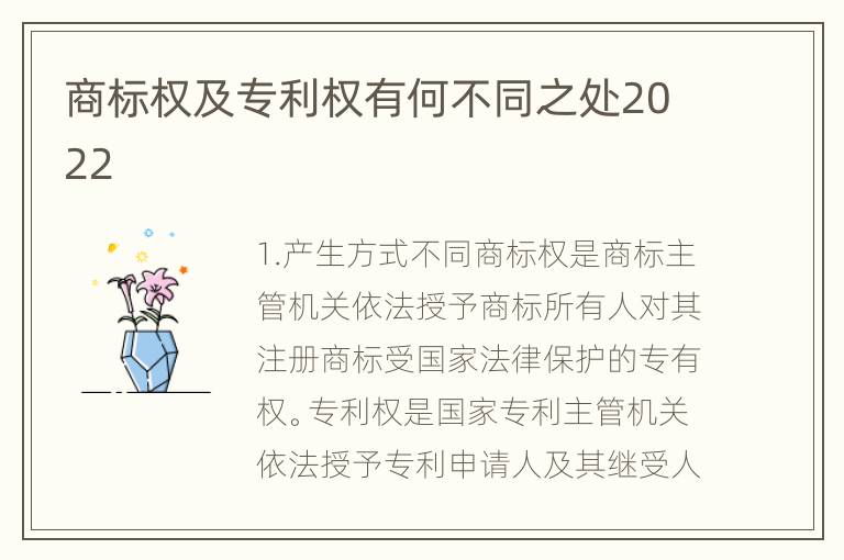 商标权及专利权有何不同之处2022