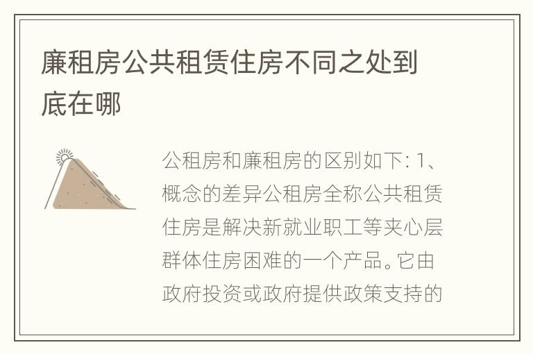 廉租房公共租赁住房不同之处到底在哪