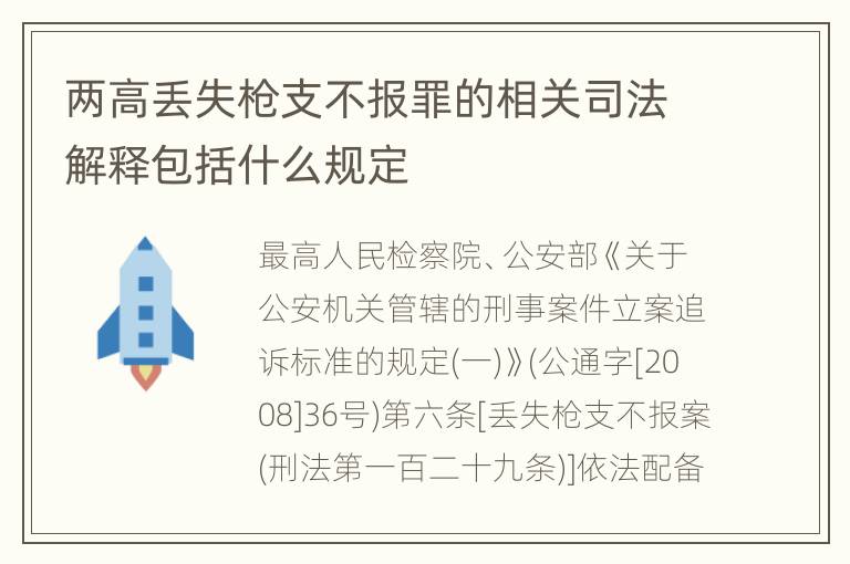 两高丢失枪支不报罪的相关司法解释包括什么规定