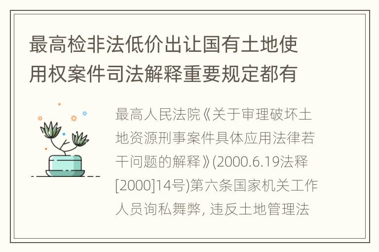 最高检非法低价出让国有土地使用权案件司法解释重要规定都有哪些