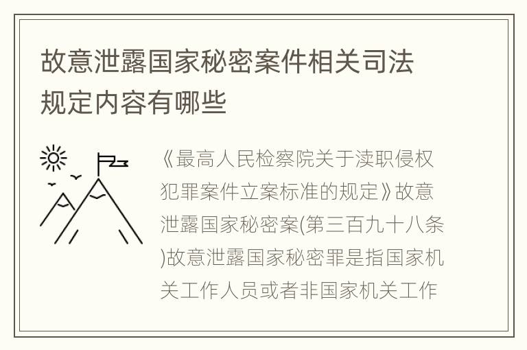 故意泄露国家秘密案件相关司法规定内容有哪些