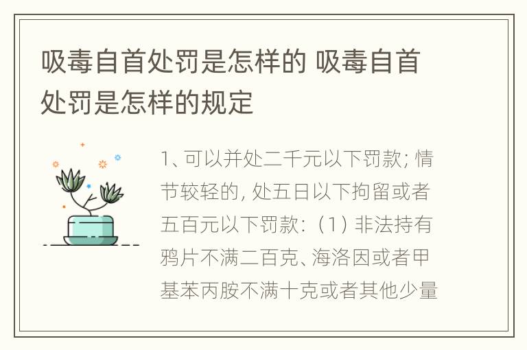 吸毒自首处罚是怎样的 吸毒自首处罚是怎样的规定