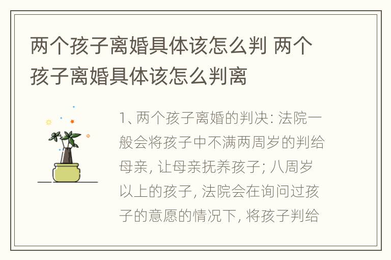 两个孩子离婚具体该怎么判 两个孩子离婚具体该怎么判离