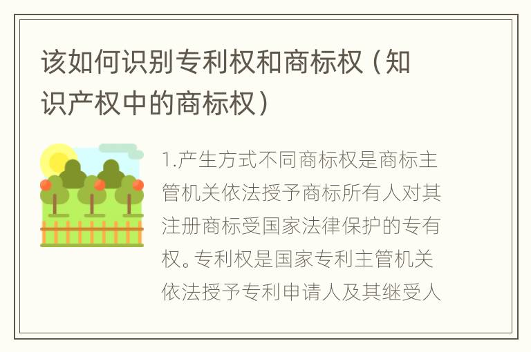 该如何识别专利权和商标权（知识产权中的商标权）