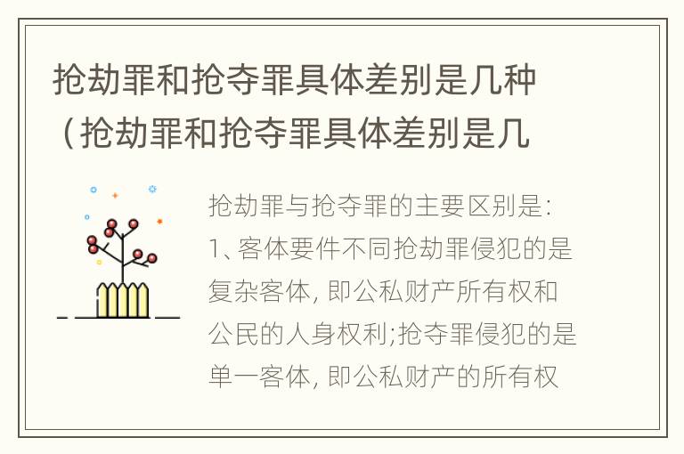 抢劫罪和抢夺罪具体差别是几种（抢劫罪和抢夺罪具体差别是几种情况）