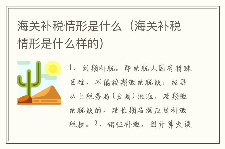 海关补税情形是什么（海关补税情形是什么样的）