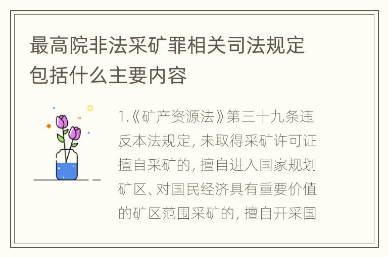 最高院非法采矿罪相关司法规定包括什么主要内容