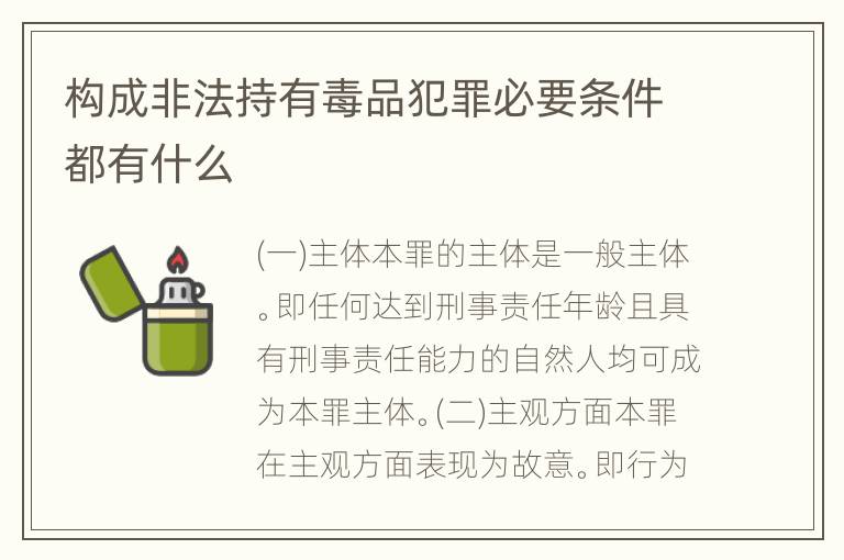 构成非法持有毒品犯罪必要条件都有什么