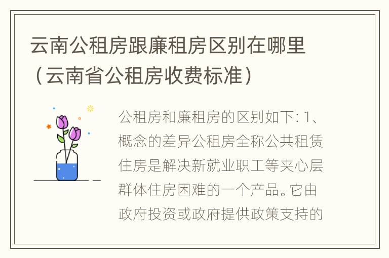 云南公租房跟廉租房区别在哪里（云南省公租房收费标准）