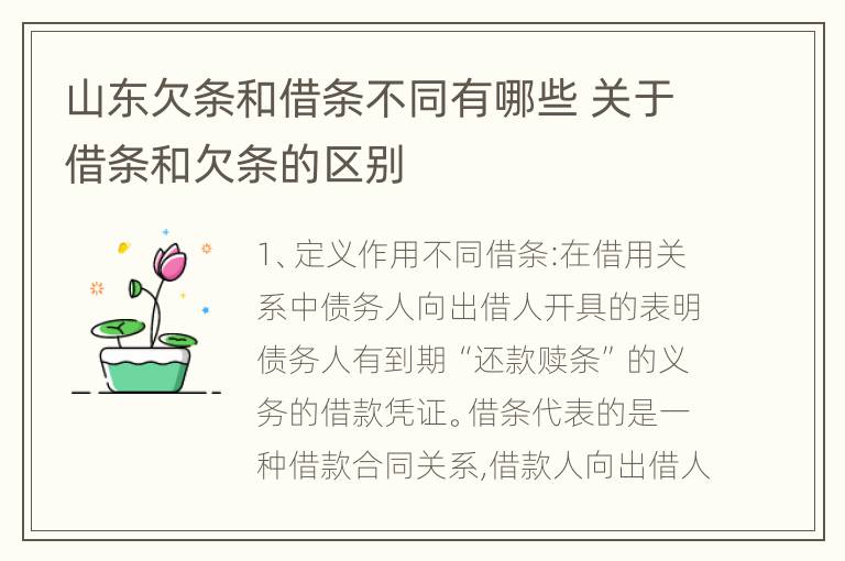 山东欠条和借条不同有哪些 关于借条和欠条的区别