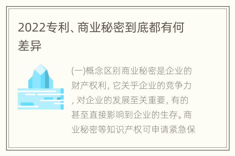 2022专利、商业秘密到底都有何差异