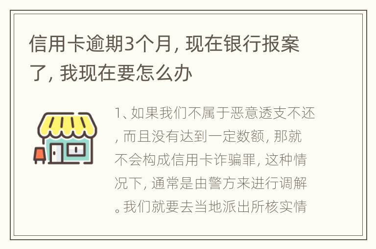 信用卡逾期3个月，现在银行报案了，我现在要怎么办