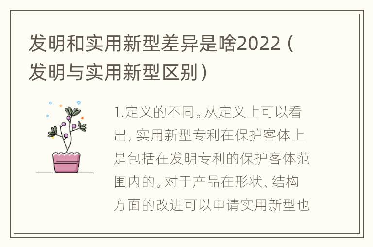 发明和实用新型差异是啥2022（发明与实用新型区别）