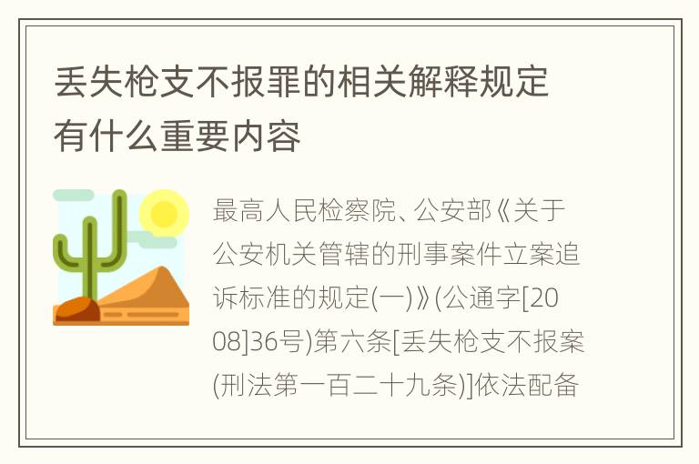 丢失枪支不报罪的相关解释规定有什么重要内容