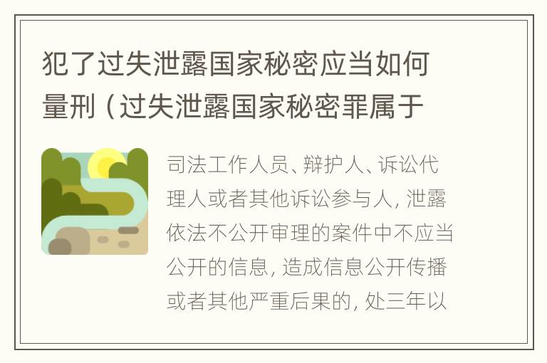 犯了过失泄露国家秘密应当如何量刑（过失泄露国家秘密罪属于哪一类犯罪）