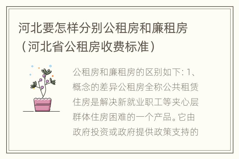 河北要怎样分别公租房和廉租房（河北省公租房收费标准）