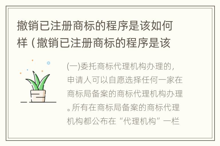 撤销已注册商标的程序是该如何样（撤销已注册商标的程序是该如何样的过程）