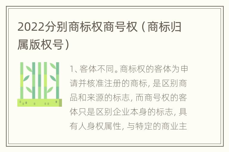 2022分别商标权商号权（商标归属版权号）