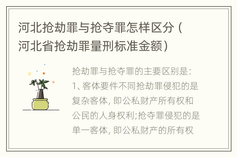 河北抢劫罪与抢夺罪怎样区分（河北省抢劫罪量刑标准金额）