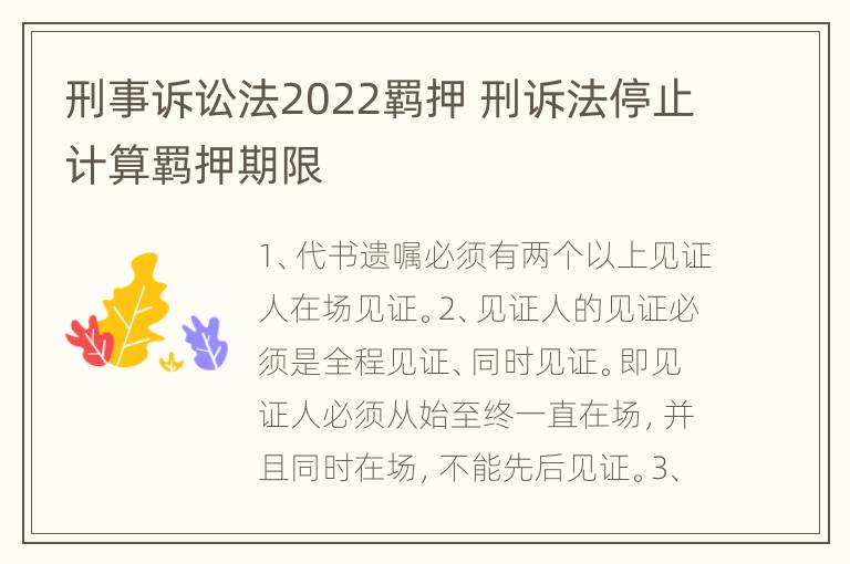 刑事诉讼法2022羁押 刑诉法停止计算羁押期限