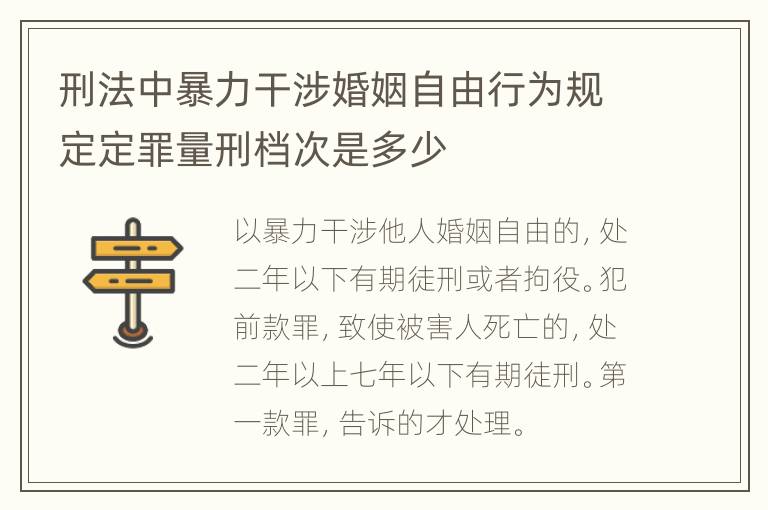 刑法中暴力干涉婚姻自由行为规定定罪量刑档次是多少