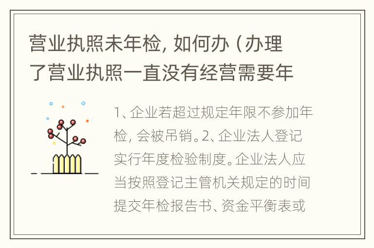 营业执照未年检，如何办（办理了营业执照一直没有经营需要年检吗?）