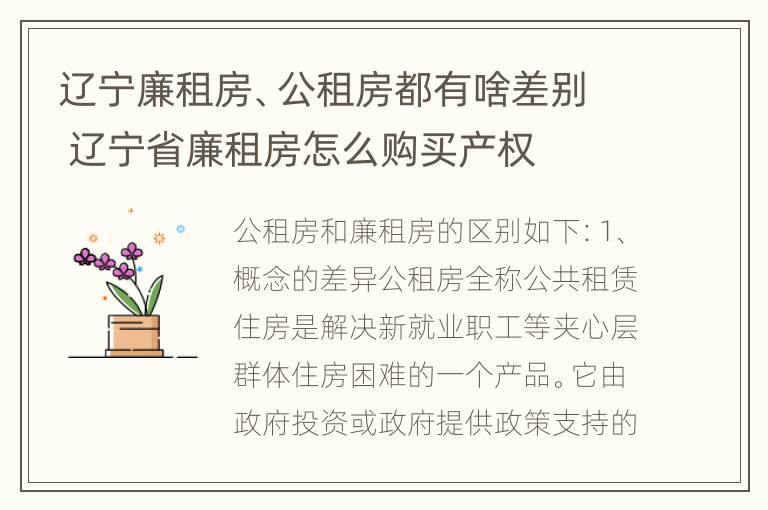 辽宁廉租房、公租房都有啥差别 辽宁省廉租房怎么购买产权